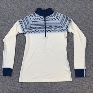 Kari Traa White and Blue Turtleneck Sweater